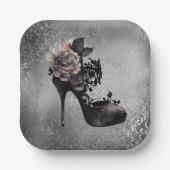 Gotische Vogue | Muted Pastel Roos Mode Stiletto Papieren Bordje (Voorkant)