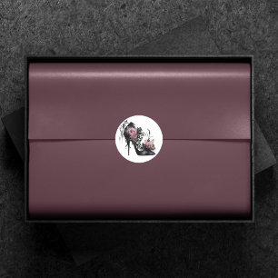 Gotische Vogue   Muted Pastel Roos Mode Stiletto Ronde Sticker