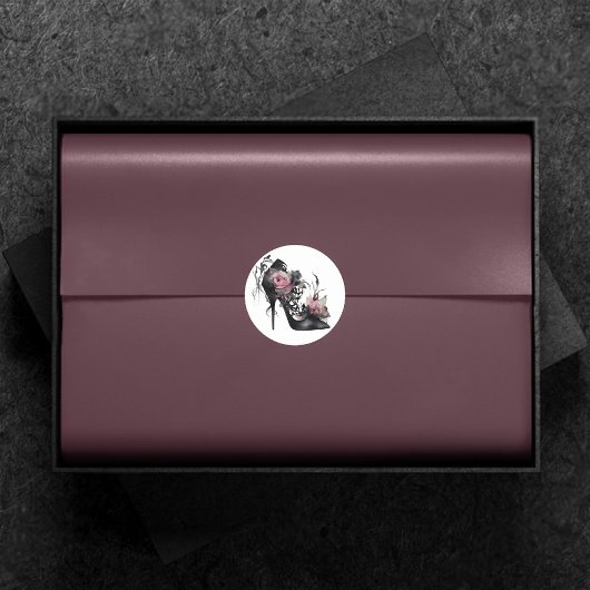 Gotische Vogue | Muted Pastel Roos Mode Stiletto Ronde Sticker