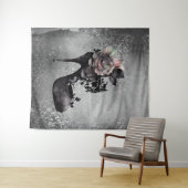 Gotische Vogue | Muted Pastel Roos Mode Stiletto Wandkleed (In Situ (horizontaal))