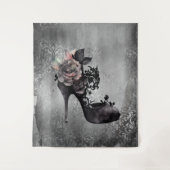 Gotische Vogue | Muted Pastel Roos Mode Stiletto Wandkleed (Voorkant)