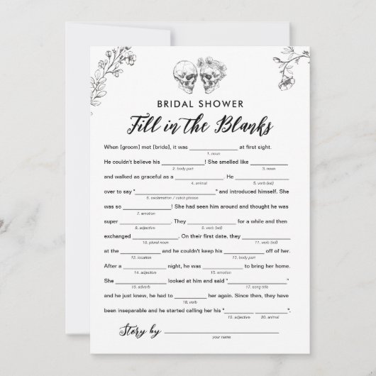 Gotische Vrijgezellenfeest Libs, Vul het Spel Blan Kaart (Voorkant)