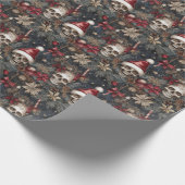 Gotische vrolijke schedels in Santa Hats Christmas Cadeaupapier (Hoek)