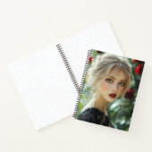 Gotische vrouw en rode rozen notitieboek (Binnen)