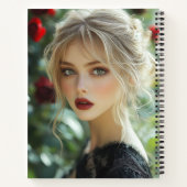 Gotische vrouw en rode rozen notitieboek (Achterkant)