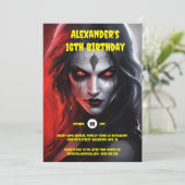 Gotische vrouw Halloween feest rood zwart Kaart (Staand voorkant)