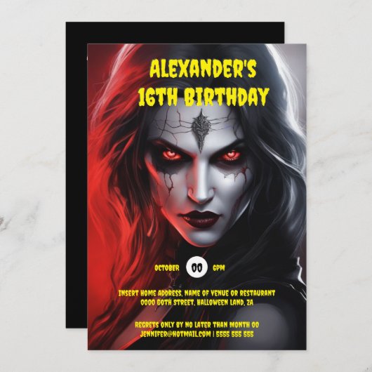 Gotische vrouw Halloween feest rood zwart Kaart (Voorkant / Achterkant)