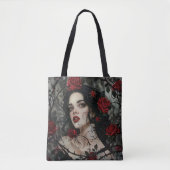 Gotische vrouw in doornen en Rozen Tote Bag (Voorkant)