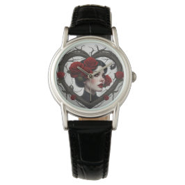 Gotische vrouw in hart horloge