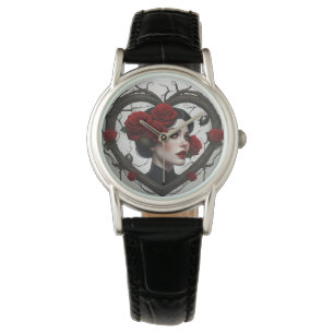 Gotische vrouw in hart horloge