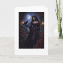 Gotische vrouw in rozen onder maanlicht