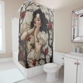 Gotische vrouw met doornen en Rozen Douchegordijn (In situ)