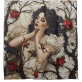 Gotische vrouw met doornen en Rozen Douchegordijn (Voorkant)