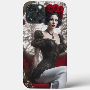 Gotische vrouw met hoofdtooi van rode roos Case-Mate iPhone case
