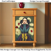 Gotische vrouw met klaprozen DQ6R Decoupage Tissuepapier