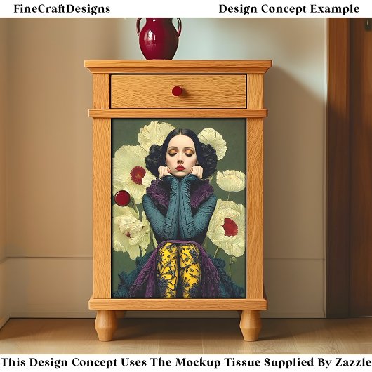 Gotische vrouw met klaprozen DQ6R Decoupage Tissuepapier