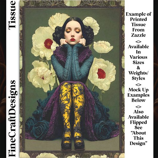 Gotische vrouw met klaprozen DQ6R Decoupage Tissuepapier