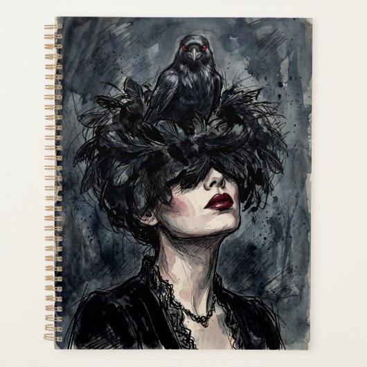 Gotische vrouw met ravenplanner planner (Voorkant)