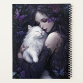 Gotische vrouw met witte kat planner (Achterkant)