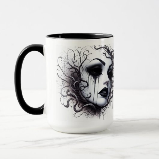 Gotische vrouwen gezicht mok (Links)