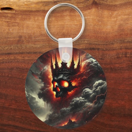 Gotische vurige schedel Sleutelhanger (Voorkant)