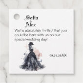 Gotische waterverf bloemenzwarte bruiloft bedankjes labels (Voorkant)