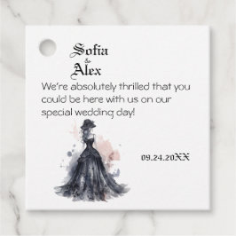 Gotische waterverf bloemenzwarte bruiloft bedankjes labels