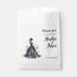 Gotische waterverf bloemenzwarte bruiloft bedankzakje