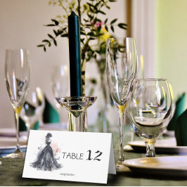 Gotische waterverf bloemenzwarte bruiloft plaatskaartje