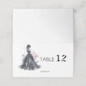 Gotische waterverf bloemenzwarte bruiloft plaatskaartje (Buitenkant ongevouwen)