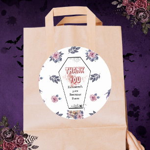 Gotische Waterverf doodskist Schedel Raven Roos Ve Ronde Sticker