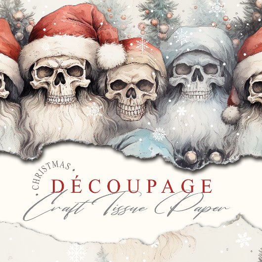 Gotische Waterverf Kerstmis Rode Santa Hats Skulls Tissuepapier