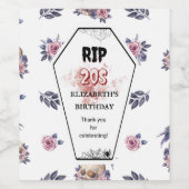 Gotische Waterverf RIP Verjaardag Coffin Skull Rav Wijn Etiket (Enkel label)