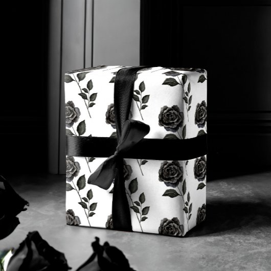 Gotische Waterverf Rozen & Bloemenpatroon Inpakpapier Vel