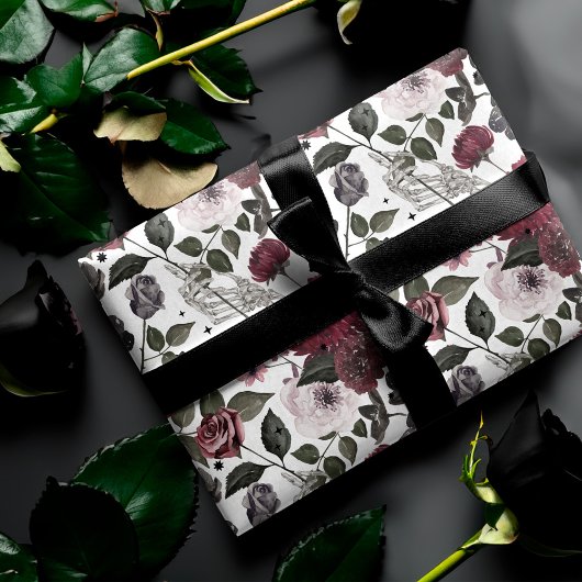 Gotische Waterverf Rozen & Bloemenpatroon Inpakpapier Vel