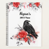 Gotische Waterverf Rozen Raven Monogram Kalenders Planner (Voorkant)