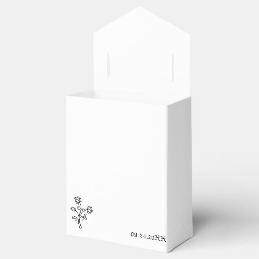 Gotische waterverf rozen zwart wit bruiloft bedankdoosjes (Geopend)