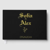 Gotische waterverf rozen zwarte bruiloft gastenboek (Voorkant)