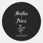 Gotische waterverf rozen zwarte bruiloft ronde sticker (Voorkant)