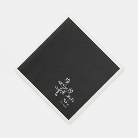 Gotische waterverf rozen zwarte bruiloft servet (Hoek)