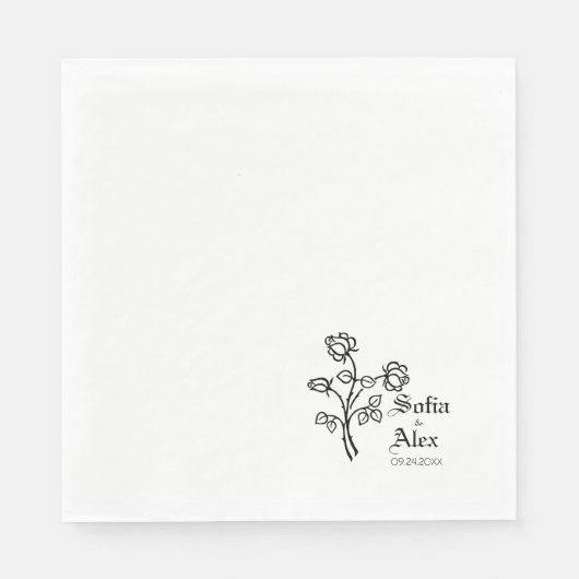 Gotische waterverf rozen zwarte bruiloft servet (Voorkant)