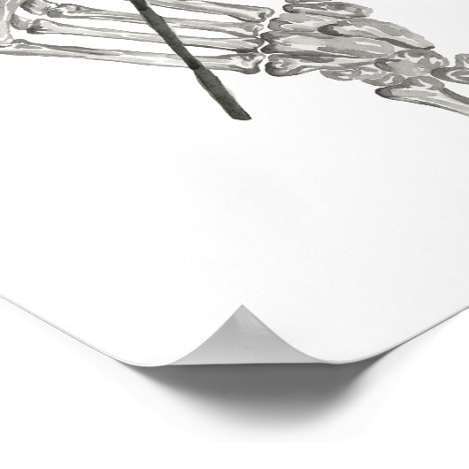 Gotische Waterverf Skelet Hand Holding Roos Poster (Hoek)