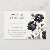 Gotische Waterverf Zwart Roos Bruiloft Receptie Informatiekaartje (Voorkant)