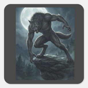 Gotische weerwolf volle maan donkere fantasie kuns vierkante sticker