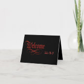 Gotische Welcome Table Kaart – Red Metallic Script (Voorkant)
