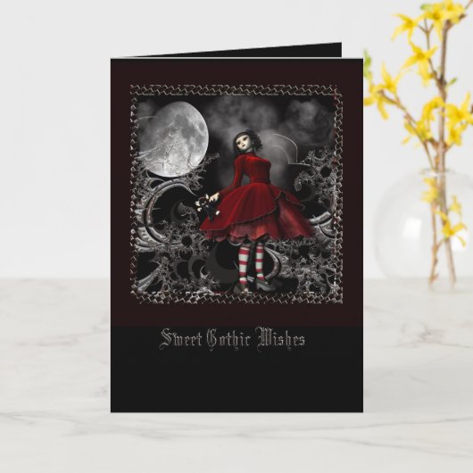 Gotische wensen kaart (Gele Bloem)