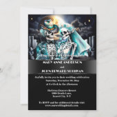 Gotische western skelet paar halloween bruiloft kaart (Voorkant)