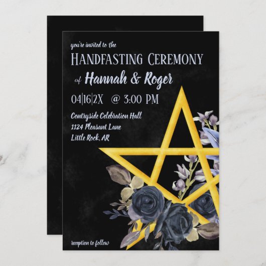 Gotische Wiccan Zwart Roos Waterverf Handfasting I Kaart (Voorkant / Achterkant)