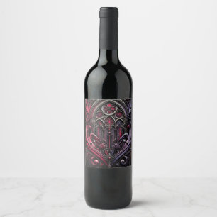 Gotische wijn fles label etiket
