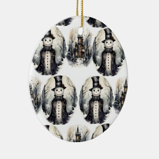 Gotische winter sneeuwman keramisch ornament (Rechts)